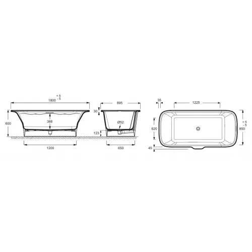 Ванна из материала Flight Elite 180х85 см, отдельностоящая E6D034-00 Jacob Delafon