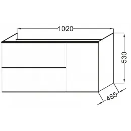 Комплект мебели для ванной Odeon Up 105 см, белый блестящий лак, с 2 ящиками, подвесной монтаж EB1084-NF+EB891-N18+E4731-00 Jacob Delafon