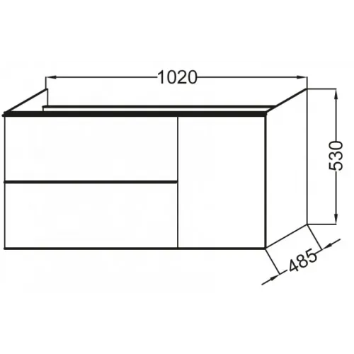 Комплект мебели для ванной Odeon Up 105 см, белый блестящий лак, с 2 ящиками, подвесной монтаж EB1084-NF+EB891-N18+E4731-00 Jacob Delafon