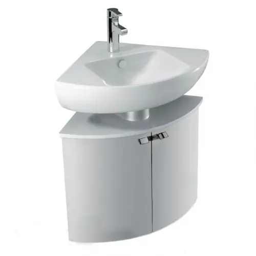 Комплект мебели для ванной Odeon Up 50 см, белый блестящий, с подсветкой, установка в угол, подвесной монтаж E4710-00+EB870-NF+EB864-G1C Jacob Delafon