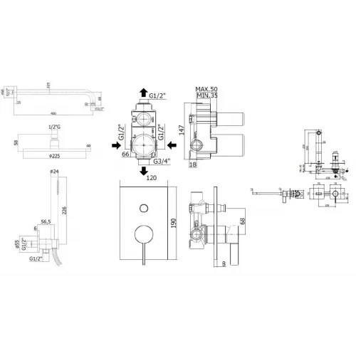 Комплект для душа Paffoni Rock KITRO015RCR105