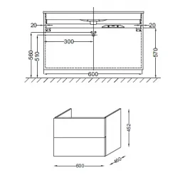 Модуль под раковину Vox 60х46х45,2 см, ореховое дерево, ручки изогнутые EB2080-R1-E16 Jacob Delafon