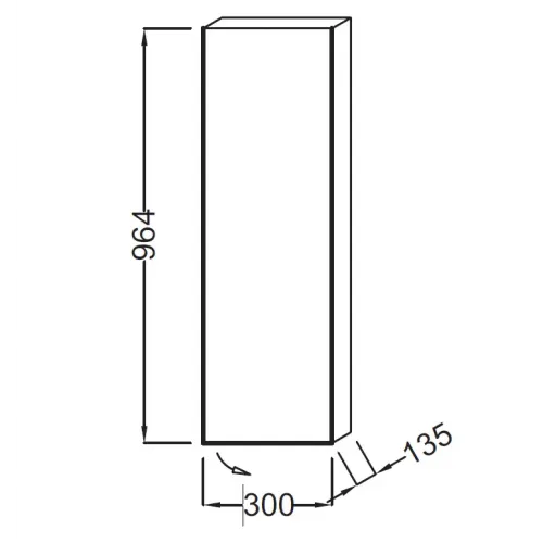 Шкаф Rythmik 30х13,5х96 см, квебекский дуб, 2 стеклянные полки, шарниры справа, правый EB1058D-E10 Jacob Delafon
