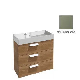 Модуль с раковиной Rythmik 80 см, 3 ящика, серая кожа, меламин, подвесной монтаж EXO112-Z-00+EB1309-N29 Jacob Delafon