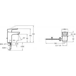 Смеситель для умывальника Oscar неповоротный излив, с донным клапаном E29842-CP Jacob Delafon