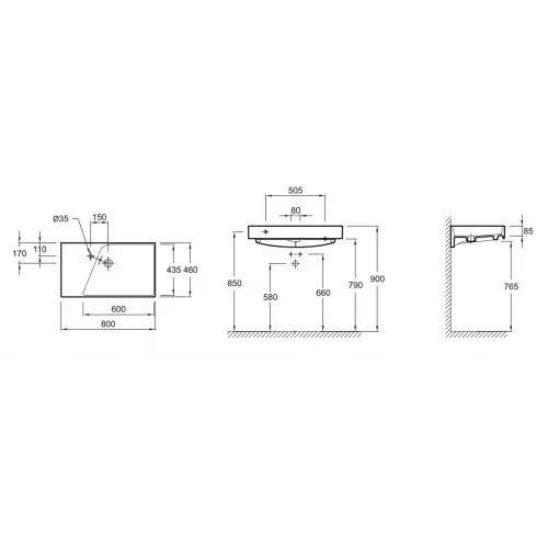 Подвесная раковина Formilia Rythmik 100х46х8,5 см, гладкая нижняя поверхность, 1 отверстие для смесителя, санфарфор EXN112-Z-00 Jacob Delafon