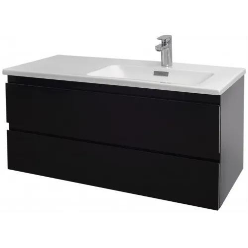 Модуль под раковину Madeleine 99,8х46,2х45,2 см, 2 ящика, встроенные ручки, черный глянцевый, для правосторонней раковины EB2055-J52 Jacob Delafon
