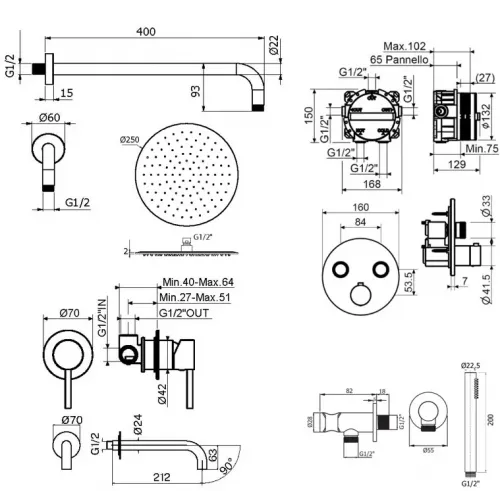 Комплект для душа Plumberia Selection PS BOX KITPSB02NO210