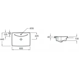 Встраиваемая сверху раковина Escale 60х44,5 см, санфарфор, с отв. под смеситель E1289-00 Jacob Delafon
