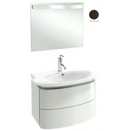 Комплект мебели для ванной Presqu'ile 80 см, палисандр шпон, 2 ящика, зеркало с подсветкой, 1 отверстие для смесителя, с подсветкой, подвесной монтаж E4437-00+EB1103-V13+EB1108-NF Jacob Delafon