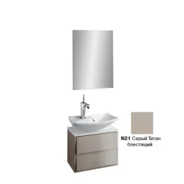 Комплект мебели для ванной Escale 50 см, серый титан лак, без подсветки, отверстие для смесителя, подвесной монтаж EB1081-NF+EB763-N21+E1025-00 Jacob Delafon