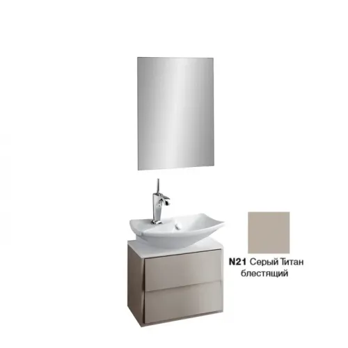 Комплект мебели для ванной Escale 50 см, серый титан лак, без подсветки, отверстие для смесителя, подвесной монтаж EB1081-NF+EB763-N21+E1025-00 Jacob Delafon