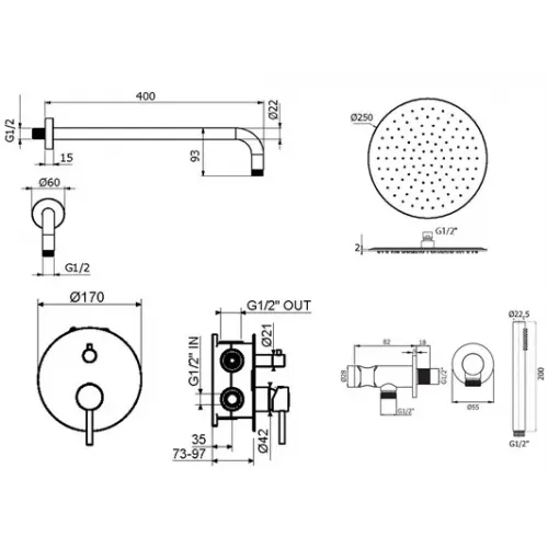Комплект для душа Plumberia Selection IXO KITXO18OR