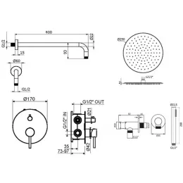 Комплект для душа Plumberia Selection IXO KITXO18CR