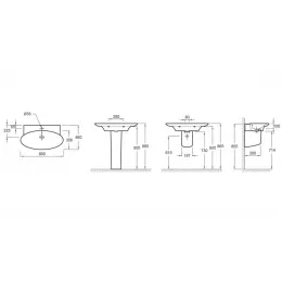 Подвесная раковина Presqu'ile 80х46х10 см, 1 отверстие для смесителя, 1 переливное отверстие, санфарфор E4437-00 Jacob Delafon