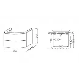 Модуль под раковину Presqu'ile 66х41х45 см, блестящий белый, 2 выдвижных ящика EB1103-G1C Jacob Delafon