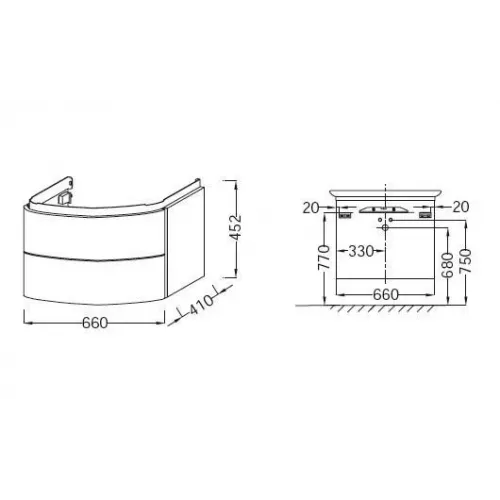 Модуль под раковину Presqu'ile 66х41х45 см, блестящий белый, 2 выдвижных ящика EB1103-G1C Jacob Delafon