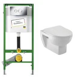 Комплект с инсталляцией Odeon Up с клавишей, быстросъемное сиденье, с микролифтом E4764-00+8409K-00+713386 Jacob Delafon