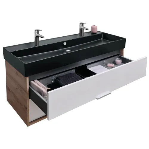 Модуль под раковину Vivienne 119,9х45,2х45,2 см, 2 ящика, корпус дуб давос натуральный/ фасад белый глянцевый EB1669-E75-J5 Jacob Delafon