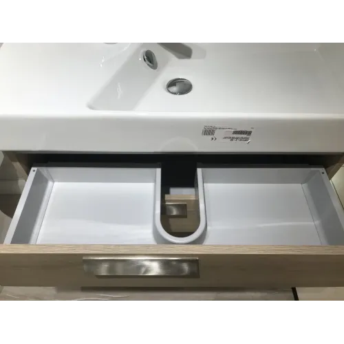 Модуль с раковиной Rythmik 80 см, левая, с 1 отверстием для смесителя, квебекский дуб, подвесной монтаж EXP112-Z-00+EB1302-E10/У Jacob Delafon