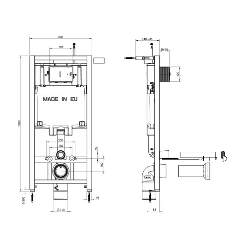 Комплект с инсталляцией Odeon Up безободковый, с микролифтом E4570-00+8409K-00+E29025-NF+E29027-CP Jacob Delafon