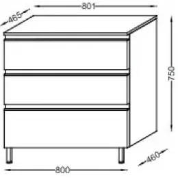 Тумба для ванной Vox белый блестящий, с 3 выдвижными ящиками, со встроенными ручками, подвесной монтаж 80х46 см EB2066-RA-G1C Jacob Delafon