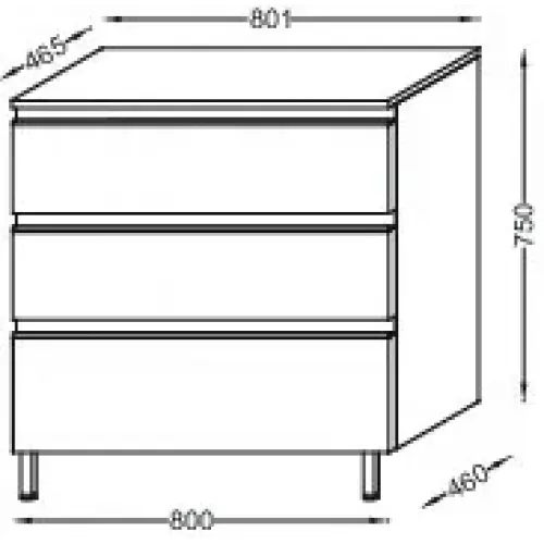 Тумба для ванной Vox белый блестящий, с 3 выдвижными ящиками, со встроенными ручками, подвесной монтаж 80х46 см EB2066-RA-G1C Jacob Delafon