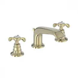 Смеситель для раковины на 3 отверстия Cleo вентильные ручки, золото, с донным клапаном E24306-BGG Jacob Delafon