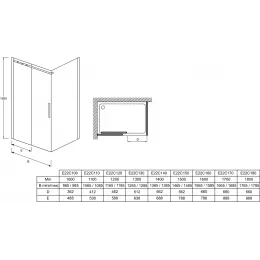 Душевая дверь Contra 140х195 см, матовый, 8 мм, черный профиль E22C140-BL Jacob Delafon