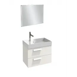 Комплект мебели для ванной Rythmik 59,5 см, белый блестящий, раковина справа, боковая подсветка, подвесной монтаж, с подсветкой EB575-NF+EXR112-Z-00+EB1300-G1C Jacob Delafon