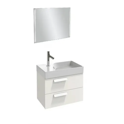 Комплект мебели для ванной Rythmik 59,5 см, белый блестящий, раковина справа, боковая подсветка, подвесной монтаж, с подсветкой EB575-NF+EXR112-Z-00+EB1300-G1C Jacob Delafon