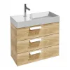 Модуль с раковиной Rythmik 80 см, 3 ящика, плавное закрытие, подвесной, плавное закрытие, встроенные ручки, арлингтонский дуб, подвесной монтаж EXO112-Z-00+EB1309-E70 Jacob Delafon
