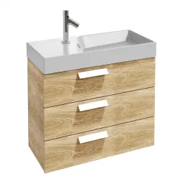 Модуль с раковиной Rythmik 80 см, 3 ящика, плавное закрытие, подвесной, плавное закрытие, встроенные ручки, арлингтонский дуб, подвесной монтаж EXO112-Z-00+EB1309-E70 Jacob Delafon