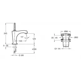 Смеситель для умывальника Margaux неповоротный излив, без донного клапана E16230-4-CP Jacob Delafon