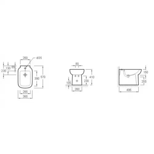 Биде Replay 36,5х57 см, напольное, без крышки E4777-00 Jacob Delafon