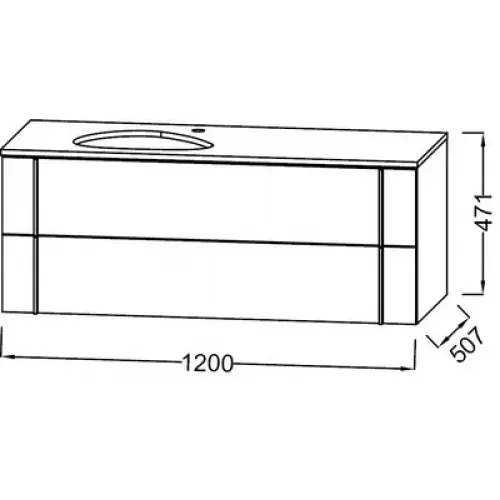 Модуль под раковину Nouvelle Vague 120х51,2х46,8 см, фактурный дуб, 2 выдвижных ящика EB3041-E73 Jacob Delafon