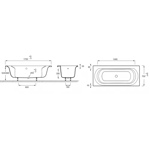 Акриловая ванна Elise 170х75 см E60279-00 Jacob Delafon