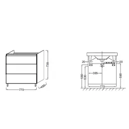Модуль под раковину Odeon Up 77х48,5х73,8 см, черный матовый EB993-M61 Jacob Delafon