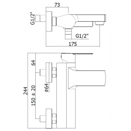 Смеситель для ванны Paffoni Tango TA022CR