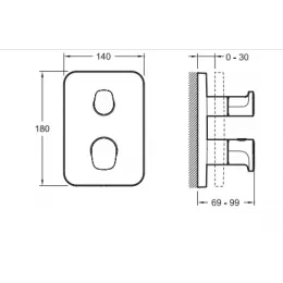 Лицевая часть встраиваемого смесителя Modulo 2 функции E75385-CP Jacob Delafon