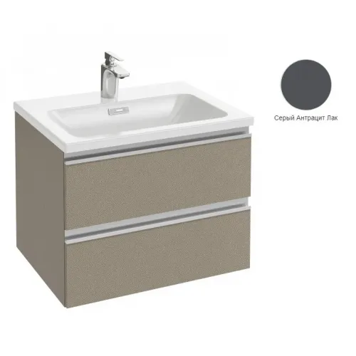 Модуль под раковину Vox 60х46х45 см, серый антрацит глянцевый, встроенные ручки, 2 ящика EB2030-RA-442 Jacob Delafon