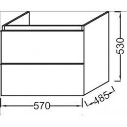 Модуль с раковиной Odeon Up 60 см, черное дерево, 2 выдвижных ящика, с 1 отверстием под смеситель, подвесной монтаж E4778-00+EB878-E15 Jacob Delafon