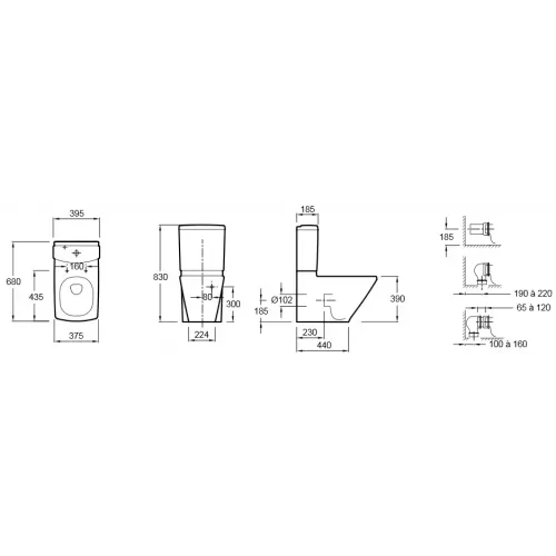Чаша унитаза-компакта Escale универсальный выпуск 19038W-00 Jacob Delafon