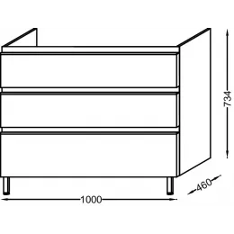 Модуль под раковину Vox 100х46х73,4 см, 3 ящика, ореховое дерево, встроенные ручки EB2046-RA-E16 Jacob Delafon