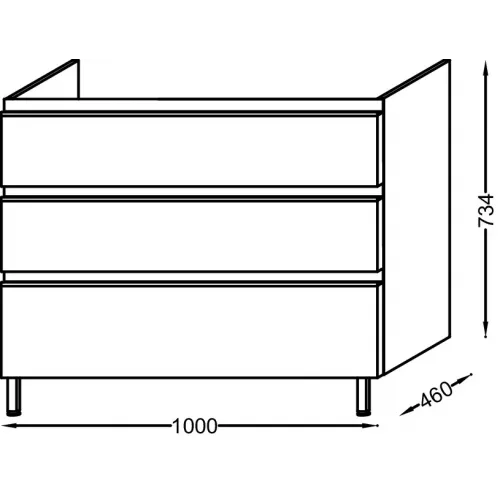 Модуль под раковину Vox 100х46х73,4 см, 3 ящика, ореховое дерево, встроенные ручки EB2046-RA-E16 Jacob Delafon