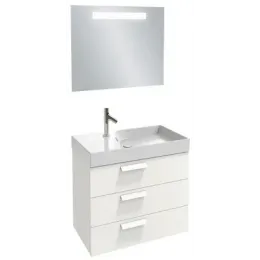 Комплект мебели для ванной Rythmik 80 см, малиновый блестящий, 3 ящика, с подсветкой, с гладкой поверхностью, подвесной монтаж, с подсветкой EB1160-NF+EXO112-Z-00+EB1309-R3 Jacob Delafon