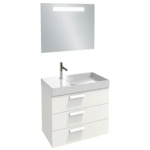 Комплект мебели для ванной Rythmik 80 см, малиновый блестящий, 3 ящика, с подсветкой, с гладкой поверхностью, подвесной монтаж, с подсветкой EB1160-NF+EXO112-Z-00+EB1309-R3 Jacob Delafon