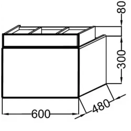 Комплект мебели для ванной Terrace 60 см, справа, ледяной коричневый, зеркало с полкой, подвесной монтаж, с подсветкой EXE112-00+EB1185-N23+EB1180D-NF Jacob Delafon