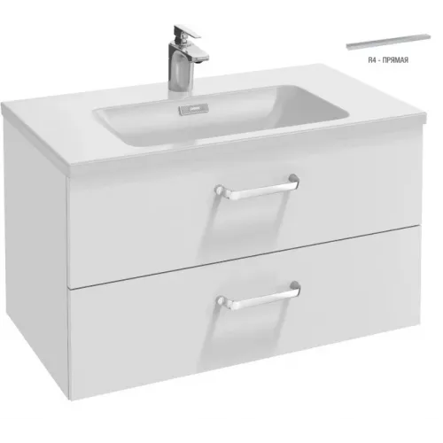 Модуль под раковину Vox 80х46х45 см, белый блестящий, 2 ящика, изогнутая ручка EB2078-R4-N18 Jacob Delafon