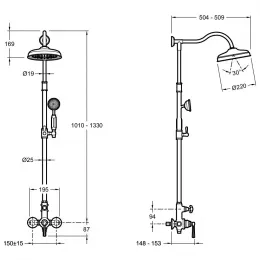 Душевая система без излива Cleo 1 режим, 22 см, round, золото, без лейки E24311-BGG Jacob Delafon